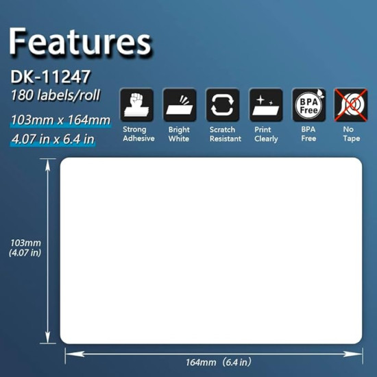 Brother Shipping Labels DK-11247 Rolls (180 labels per roll) compatible