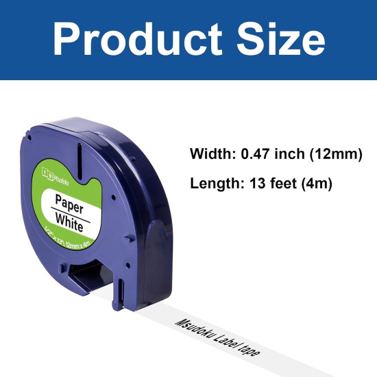 Dymo Letratag 91200 12mm x 4m paper White Label Tape Compatible