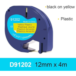 Dymo Letratag 91202 12mm x 4m Yellow Label Tape Compatible